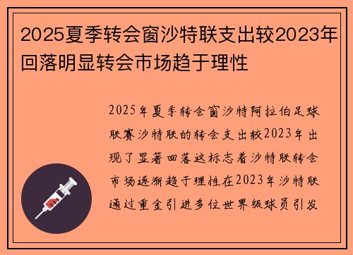 2025夏季转会窗沙特联支出较2023年回落明显转会市场趋于理性 2025夏季转会窗沙特联支出较2023年回落明显转会市场趋于理性